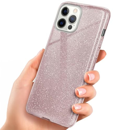 ONEFLOW Glitter Case für iPhone 12 Pro Max Glitzer Handyhülle mit Kameraschutz, Stylische Hülle Glitzernd, Dünne TPU Schutzhülle für Damen, Glitzerhülle Qi kompatibel, Rosa