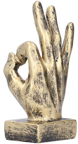 Pssopp Finger Statue Geste Skulptur Harz Finger Statue Hand Geste Schreibtisch Statuen Fingerskulptur Dekor Desktop Ornamente(Kupfer)