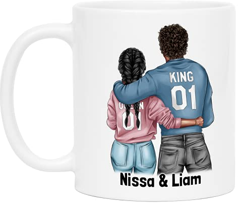 Kiddle-Design Paar-Tasse Personalisiert mit Namen Valentinstag Jahrestag Hochzeitstag Geschenk für Pärchen Freund und Freundin Individuelle Pärchen Kaffeetasse