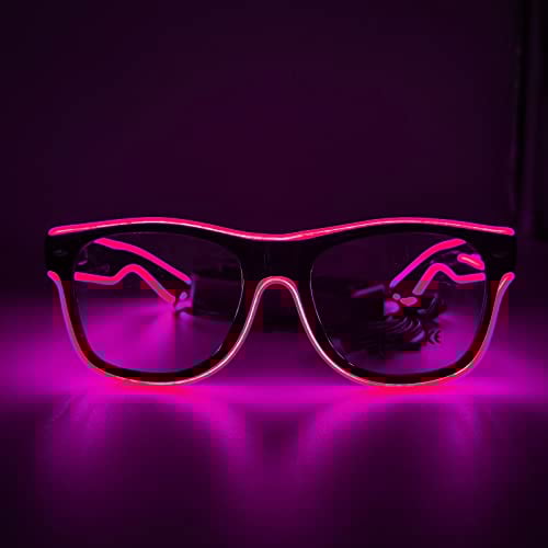 NIWWIN LED Brille, Cyberpunk LED Brille, flexibler Draht Neon Brille,Flashing LED Sonnenbrille Kostüme für Cosplay, Bar, Club, Partybrille, Geschenk, Party Gadgets, EDM, Halloween (1, Rosa)