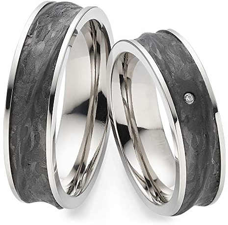 123traumringe Eheringe in Carbon & Titan I Partnerringe mit Brillant & Etui I Gravierbare Eheringe mit Ringgröße 50-70 mm I Hochwertige Verlobungsringe in 6 mm Breite & 2,2 mm Stärke I P43