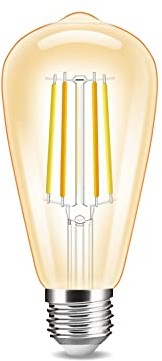 GLEDOPTO E27 ZigBee Smart Filament CCT Leuchtmittel kompatibel mit Philips Hue*, Alexa & Google (Bridge erforderlich), 2200-6500K (ST64, Amber)
