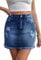JayscreateEU Damen Sommerrock Jeansrock Enger Minirock Mit Tasche Hüftrock A-Linie Mit Taschensaum Und Fransen, Blau, L