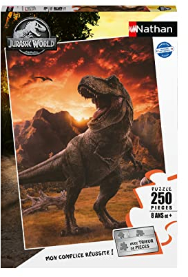 Nathan – Kinderpuzzle – 250 Teile – Der Tyrannosaurus Rex – Jurassic World 3 – Mädchen oder Jungen ab 8 Jahren – hochwertiges Puzzle – Dicker und robuster Karton – Dinosaurier – 86158