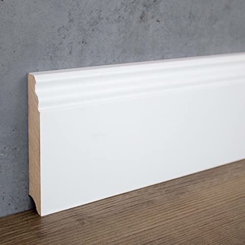 PROVISTON | Sockelleiste | Berliner Profil | 16 x 100 x 2500 mm | MDF foliert | Weiß | annährend RAL 9016 | Hamburger Fußleiste | 25 Meter