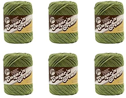 Lily Yarn, Cotton, Sage Green, 6 Pack
