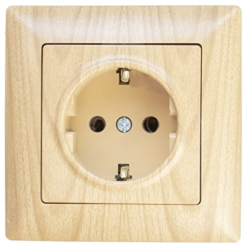 Gunsan Prise de courant avec contact de protection encastré aspect bois poirier