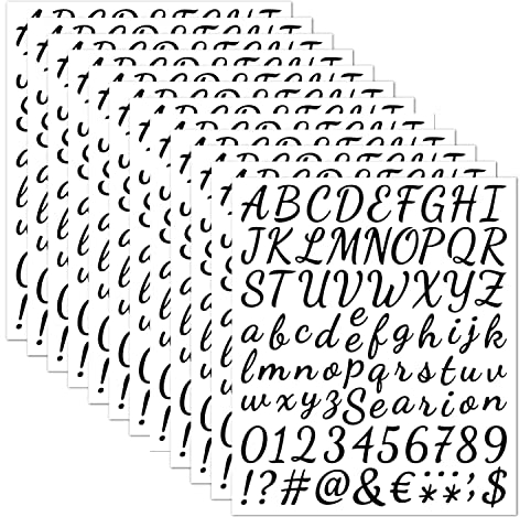 12 Sheets 912 Pieces Self Adhesive Vinyl Letter Number Stickers Kit, Mailbox Numbers Sticker for Mailbox, Alphabet Number Stickers, Decals for Sign, Kitchen,Door, Business, Addres(Black)
