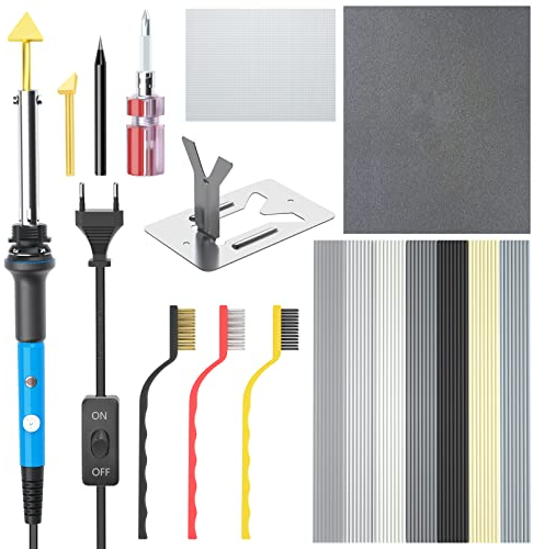 Lötkolben Set 60W Elektronik Lötkolben Lötset, Einstellbar Temperatur 200-450°C Lötkolben mit Ein/Aus Schalter, Kunststoff Schweißwerkzeuge, 3 Lötspitzen, Lötkolbenständer