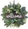 Couronne d'eucalyptus Verte avec Panneau de Bienvenue - Couronne d'eucalyptus Artificielle Printemps-été avec Baies Blanches pour Porte d'entrée, Mur, fenêtre, Festival, Porche, Ferme, terrasse