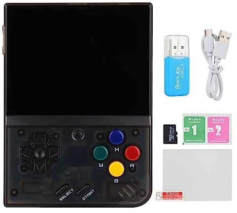 Miyoo Mini Plus Handheld-Spielkonsole 64G, 3,5 Zoll HDMI-TV-Ausgang IPS-Bildschirm, Linux-System, integriertes 20000 + Spiele, unterstützt WLAN-Battle, Schwarz