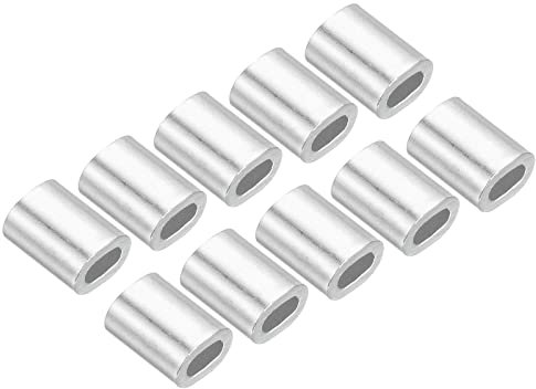 M METERXITY 100Stk Ovale Crimpen Hülse Aluminium 1mm Drahtseil Befestigung für Garten Zäune(5mm)
