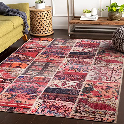 NETLINE HOME | Waschbarer Kurzflor Teppich, Rutschfest und Flauschig | Läufer Flur, Weich und Leicht zu Reinigen | Rechteck (Rot, 120X180 cm)