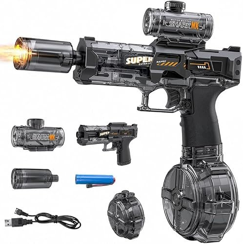 Electric Water Gun for Adults Kids, Water Pistol Automatic Automatic Squirt Water Guns with Spray Sound and Led Light, Long Range Water Blaster Summer Outdoor Beach Pool Party Toys for Boys Girls