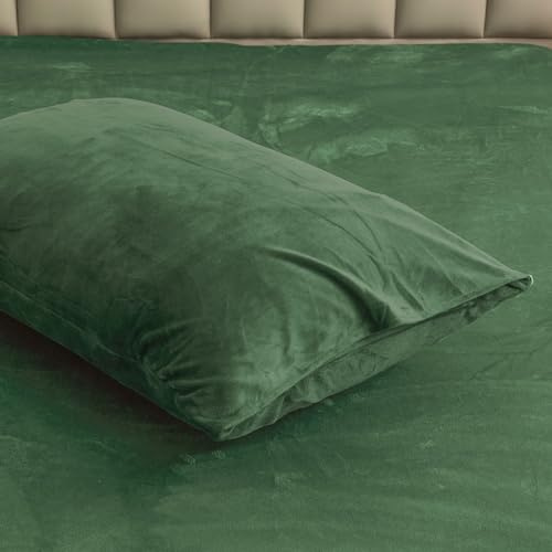 DXHOME Warme Fleece Kissenbezug 40x80 cm Grün Olivgrün Flauschiger Plüsch Kissenbezüge Cashmere Touch Kuschelig Flauschig Weich und Atmungsaktiv im Umschlagstil 2 Stück