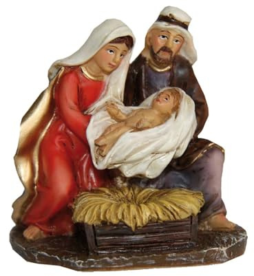 FADEDA Hlg. Familie, Krippenblock/Höhe:6 cm/handbemalt/detailgetreue Krippen Figuren - Weihnachten Tisch Dekoration Krippe Zubehör