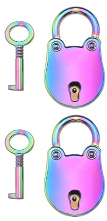LT Easiyl 2pcs Mini Cadenas Mignon Coloré avec Clés en Alliage de Zinc Petite Serrure pour Carnet de Notes Journaux Boîtes à Bijoux Sac à Main Sac à Dos Armoire
