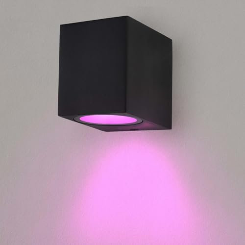 Ledvion - SMART LED Wandleuchte San Diego, RGBWW, IP54, Schwarz, Innen/Außen, Außenleuchte, Gartenbeleuchtung