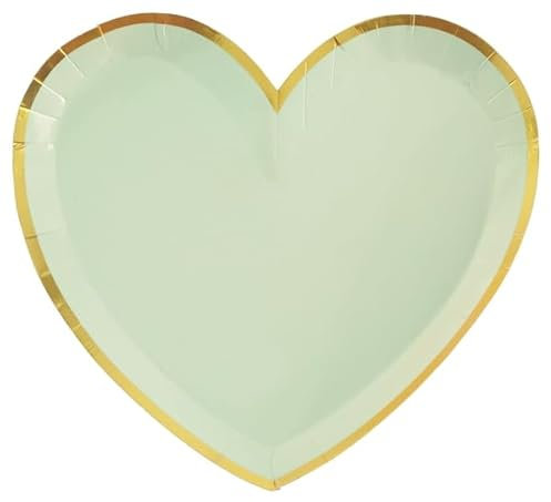 SANTEX 6811-103, Sachet de 10 Assiettes Coeur BB, Sauge