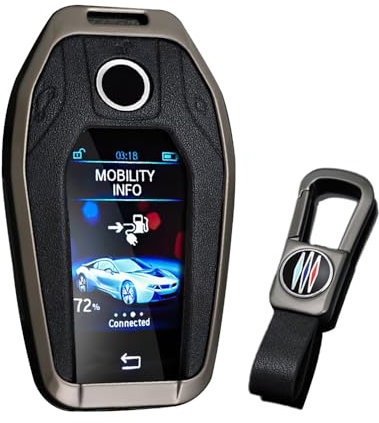 KUNIO Autoschlüssel Hülle Passt für BMW Display Key 5er 7er G01 G02 G05 G07 G11 G12 G30 G31 G32 I8 I12 I15 X3 X4 X5 X7 Schlüsselhülle Metall Schlüsselschutz Schlüsselanhänger B Schwarz