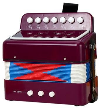 Btuty Akkordeon 7 Tasten 2 Bass Musikinstrument ABS Material für Anfänger Knopfakkordeon Leichte Hand-Augen-Koordination Leistung auf der Bühne (lila)