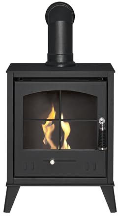 OKO S2 - Stufa a bioetanolo in grigio antracite con tubo angolato