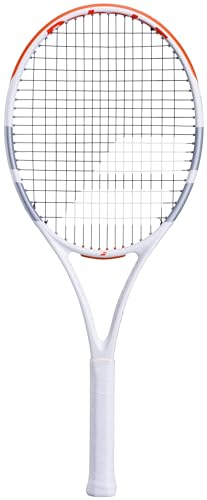 Babolat, Tennisschläger, Evo Strike besaitet, ideal für Fortschritt, Kraft und Komfort, Griffgröße 2, Weiß/Rot/Grau