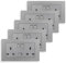 JIMEIDA 5 Pack Double Switched Power Socket Grey 13 Amp with USB-A and Type-C Charging Ports Crystal Wall Outlet Electric Power Socket 146mm*86mm
