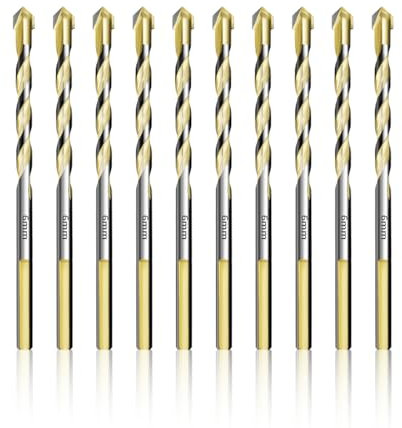 Teronbeta 10 Piezas Brocas Azulejos 6mm Brocas Multi Construction para Porcelanico, Hormigón, Cerámica, Vidrio, Masonería