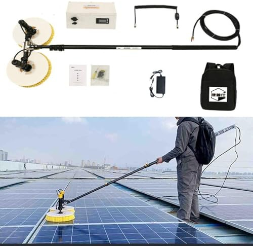 LZDOYY Solar Panel Cleaning Telescopic Rod, Electric Solar Panel Cleaning Brush 3.5M/5.5M/7.5M Double Disc Automatic Water Sprayer Cleaning Tool, Special Roof Water Brush,5.5m