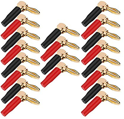 ChunLK 20PCS Soft Plastic Right Angle Banana Audio Speaker Screw Gold Plated Bend 90 Degree Banana Connector 6mm Wire Hole