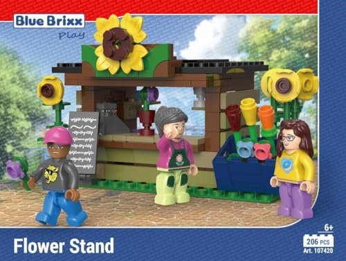BlueBrixx Play 107420 – Blumenstand aus Klemmbausteinen mit 206 Bauelementen