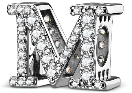 ChenYuTe 925 Sterling Silber Letter Charm A~Z 5A Zirkon Buchstaben Charms Bead Alphabet-Charm Kompatibel mit europäischen Armbänder und Halsketten