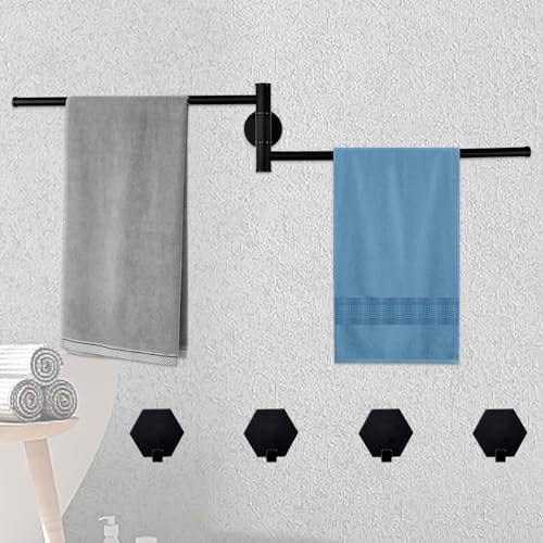 EUIEUT Porta Asciugamani Bagno Girevole a 180° Portasciugamani Senza Foratura a Doppio Braccio Portasciugamani da Parete Adesivo in Acciaio Inox Porta Salviette Bagno per Bagno e Cucina