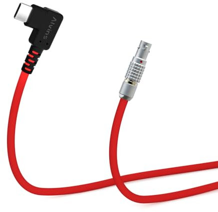 Alvin's Cables Cavo di ricarica rapida USB C a 2 pin 12 V ad angolo retto per Tilta| Teradek| SmallHD, Z-CAM| Blackmagic Pyxis ultra morbido 45 cm