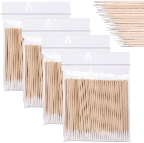 Bangbobi - 400 Stück Wattestäbchen spitz, perfekte Make-up-Assistenten, Baumwollspitzen, Kosmetik Zubehör, Permanent Make-up Zubehör, Wattestäbchenspender