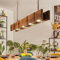 7IKE-II Pendellampe Esstisch Holz LED 40W Hängeleuchte Esszimmer Pendelleuchte Höhenverstellbar Rustikal Hängelampe Eisen Kronleuchter Kaffee Bar Küche Büro Wohnzimmer Kreative Deckenleuchte