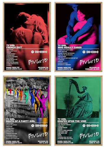 NebulaNova TV Poster Girl (4er-Set)-Ablum Wandkunst, Leinwandposter, Raumdekoration, Geschenk, ungerahmt, 20 x 30 cm