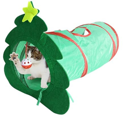 tunnel del gattino | Tunnel per gattini per albero di Natale espandibile e stabile - Tunnel per gatti, Forniture per animali domestici, Tunnel per gatti pieghevole, Giocattolo per gatti di Natale, Sec