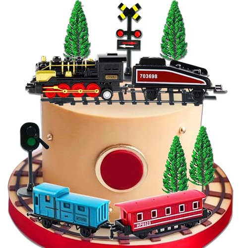 Zug Kuchen Dekorationen Mini Zug Verkehr Spur Eisenbahn Kuchen Dekorationen für Jungen Kinder Dampfzug Thema Geburtstag Party Supplies