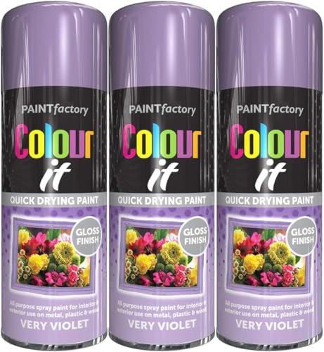 MIXEL Violet Gloss Spray Paint, Quick-Drying Formula, Long-Lasting, Perfect For Crafting, DIY Projects, Automotive, Home Décor, Ideal For Both Indoor And Outdoor Use, 400ml, (3 Pcs)