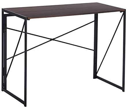 HOMYLIN Bureau Pliable de 100 cm, Table d'écriture, Bureau d'ordinateur pour Chambre à Coucher, Appartement, Pas de Montage nécessaire, Noyer