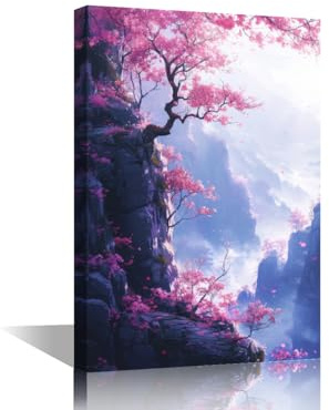 TISHIRON 1 Stück Blütenbilder für Wohnzimmer, Berglandschaft, Leinwand, Wandkunst, Hausdekoration, Natur, modernes Büro, Wanddekoration, gerahmt, große Wandkunst für Zuhause, Schlafzimmer, 91,4 x 61