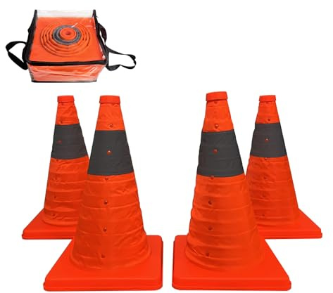15.7inch / 40cm cône de trafic Pliable, 4 pièces Pop-up cône d'avertissement réfléchissant, utilisé pour Le stationnement temporaire, la Construction routière et Le contrôle d'activité