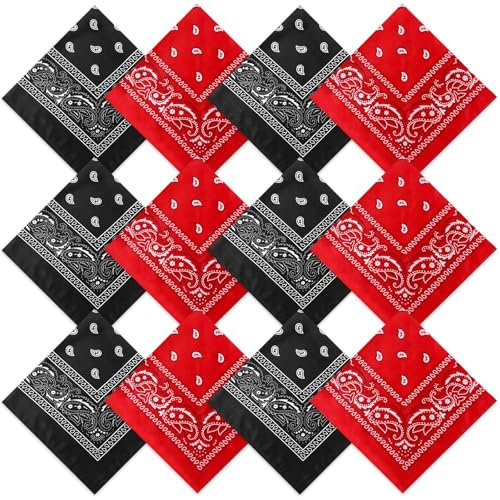 Suhine 12 Halstücher, 55,9 x 55,9 cm, rot / schwarz, Large