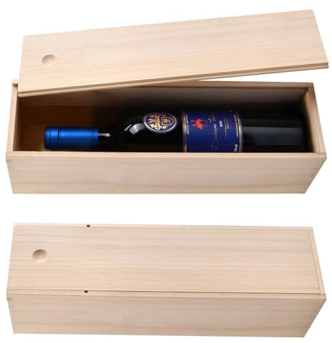 QINGZY Weinbox Geschenkbox aus Holz, Einzelne Weinflasche Holzkiste mit Schiebedeckel zur Aufbewahrung und Verpackung, Weinkiste für Jubiläum, Hochzeit, Einweihungsparty, Geburtstag, Geschenkidee