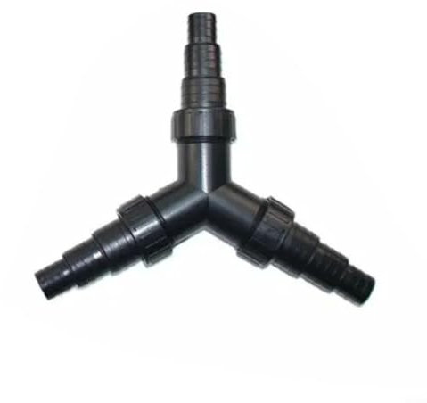 GLFLOW Pond Pump Y Water Distributor Valve Connector Adjustable Hose Splitter for Koi Ponds Fountains Water FeaturesMultiple Outlets Flow Control Black Plastic 20mm 25mm Diameter (01)