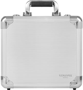 VINOPIE Robuste Aluminium-Hartschale, silberfarbene Tragetasche – Reisetasche mit EVA-Schaum-Einsätzen, passend für Josephine Nr. 1 und 2 (Brille nicht im Lieferumfang enthalten)