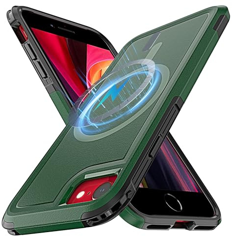 YmhxcY for iPhone 7/8 / SE 2022/2020 Case Compatible with MagSafe, Shockproof Scratch-Resistant Hard PC + TPU Bumper Cover Magnetic Case for iPhone 7/8 /SE 2022/2020 4.7''-Green