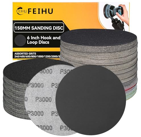 FEIHU 20 Stück Schleifpapier 150mm klett 3000 körnung für Exzenterschleifer | Schleifscheiben klett für Holz Metall und Farbe Rund